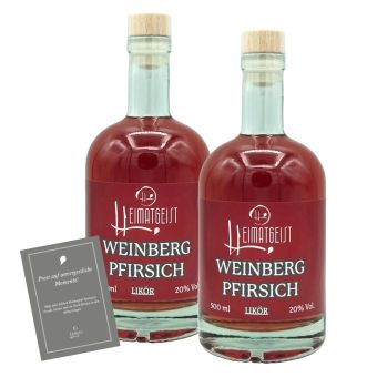 Premium Weinbergpfirsichlikör Geschenkbox – 2x 500ml, 20% vol. 