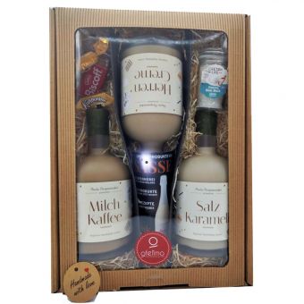 Paula Pumpernickel Geschenkset mit 3er Cremliköre je 700ml Flasche* und Beilagen 