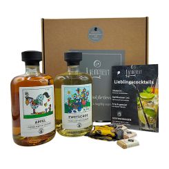 Geschenkkarton mit Zwetschgen- & Apfelbrand – 2 Spirituosen 0,50 l/Fl., 42%-Vol. 