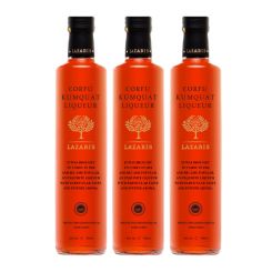 Kumquat Liqueur 3er Pack 20% . Vol. 500 ml / Flasche + Surprise Lazaris Probe 